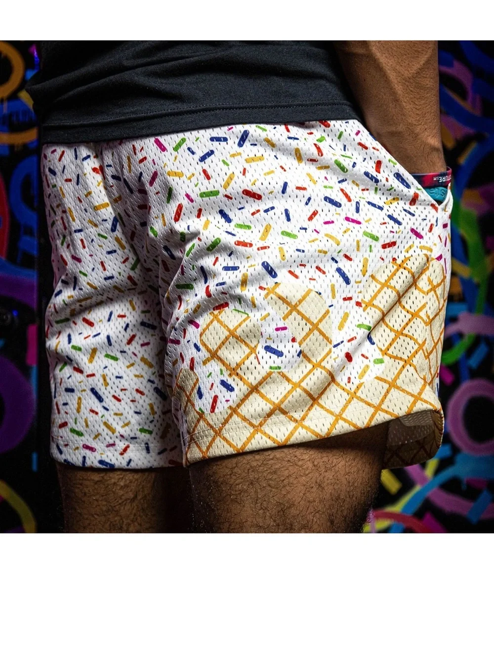 New Baseball Lifestyle 101 Ice Cream Shorts Mens Medium Vanilla Sprinkles White